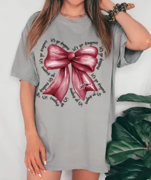 Bella Canvas or Comfort Colors Collierville Dragons Bow Coquette Tee / Youth and Adult Sizes