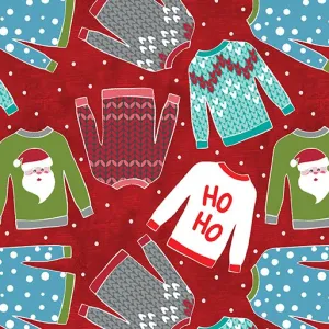 Benartex A Cozy Winter Christmas Sweaters Red 13151-19