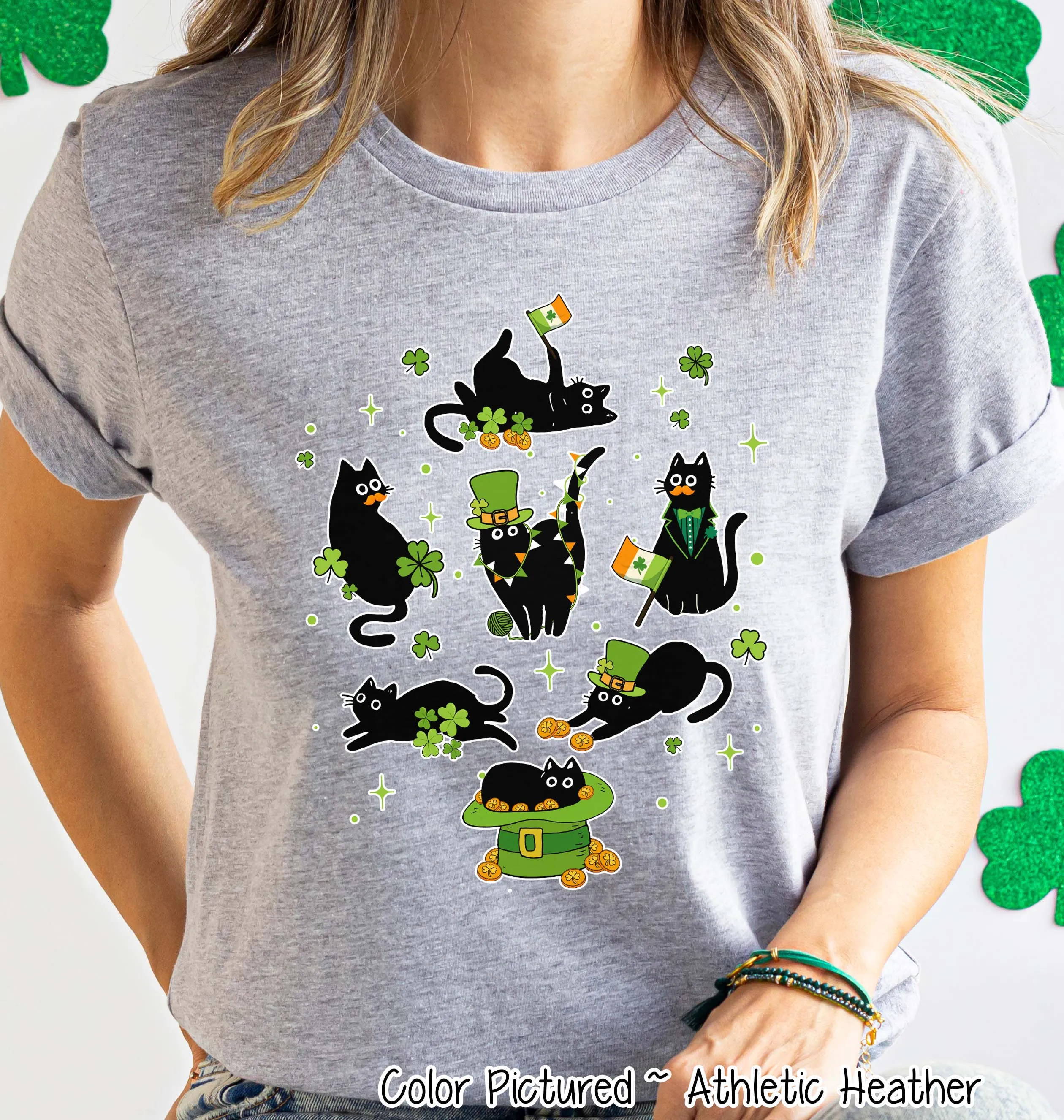 Black Cat St Patricks Day Tee or Sweatshirt