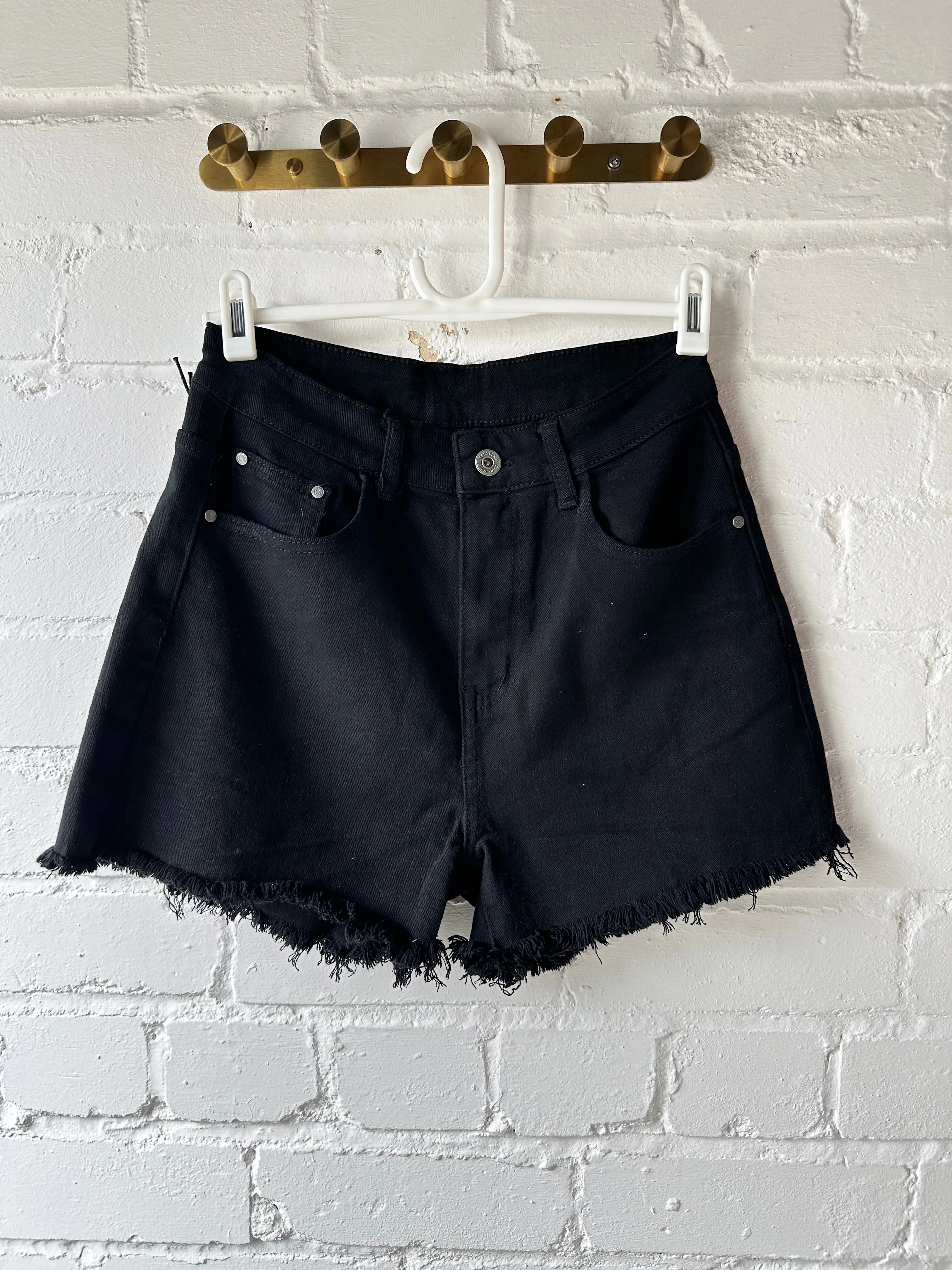 Black Cut Off Denim Shorts