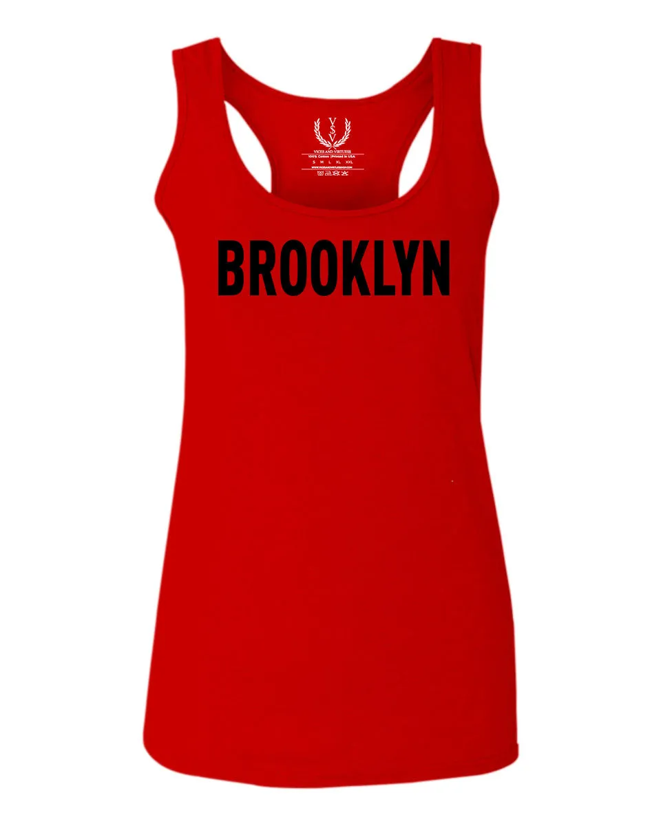 Black Fonts New York Brooklyn NYC Cool City American  women's Tank Top sleeveless Racerback