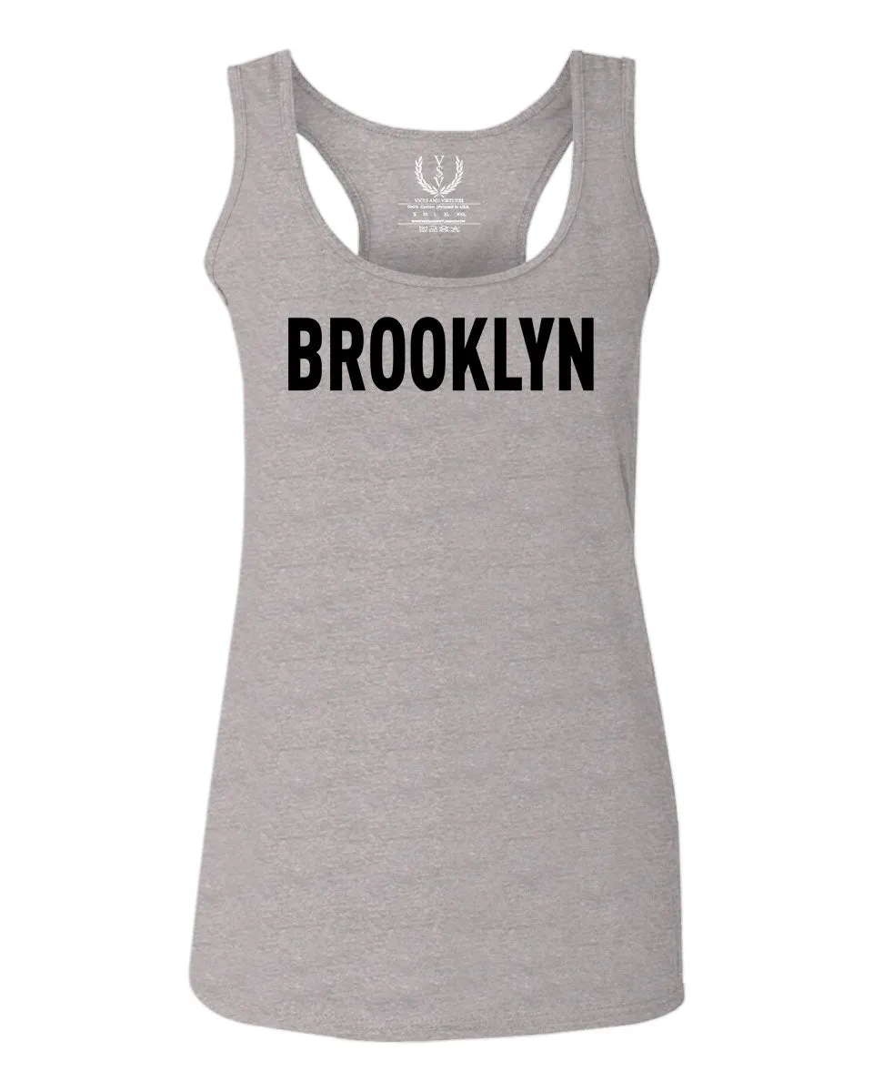 Black Fonts New York Brooklyn NYC Cool City American  women's Tank Top sleeveless Racerback