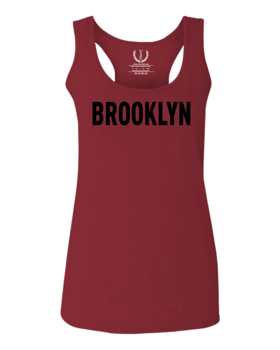 Black Fonts New York Brooklyn NYC Cool City American  women's Tank Top sleeveless Racerback