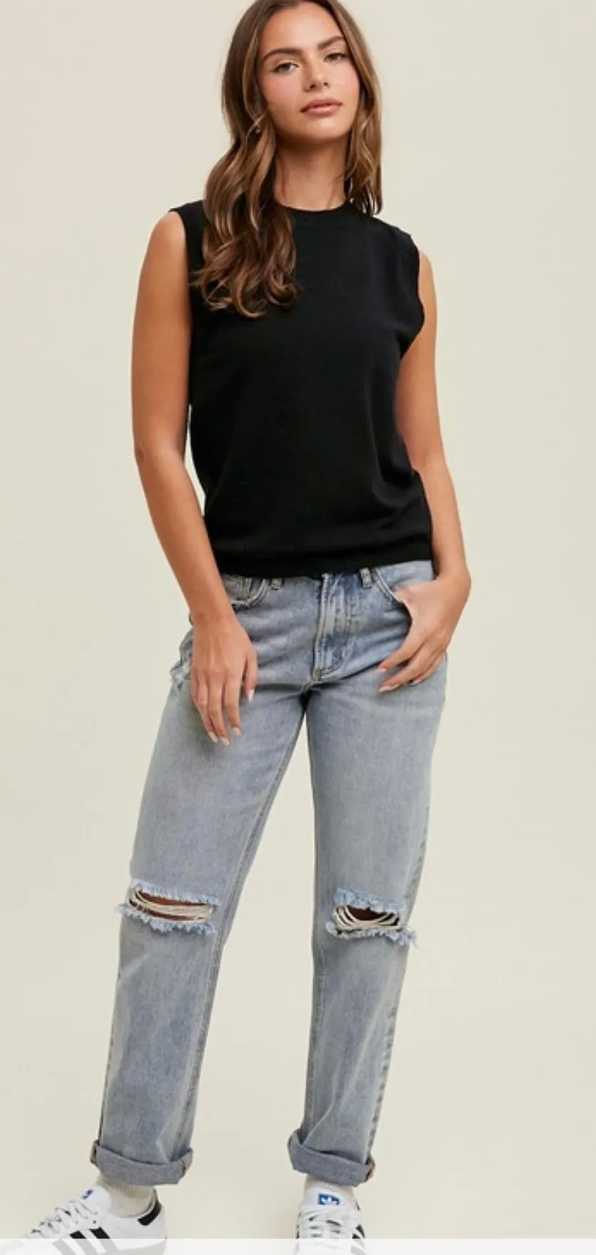Black Lightweight Sleeveless Sweater