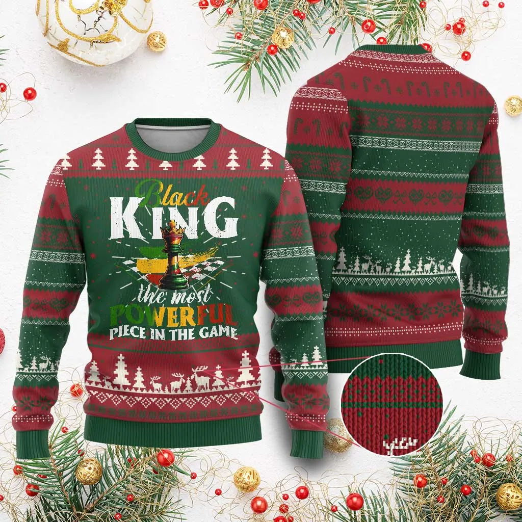 Black Pride Ugly Christmas Sweater Black King The Most Powerful Piece In The Game TS09