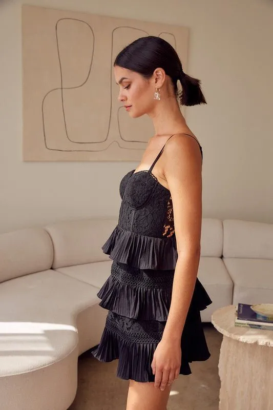 Black Tiered Lace Dress