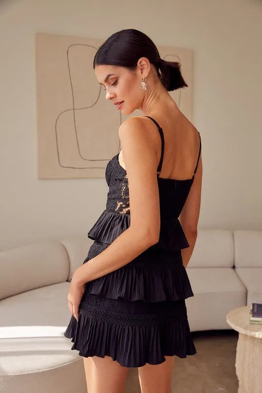 Black Tiered Lace Dress