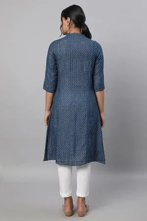 Blue Printed Cotton kurta & Trousers Set