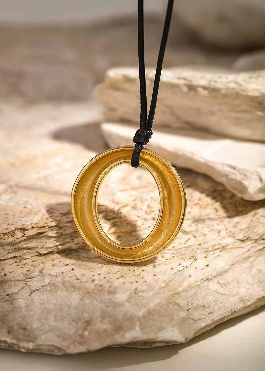 Bold Gold Circle Hollow Pendant Necklace