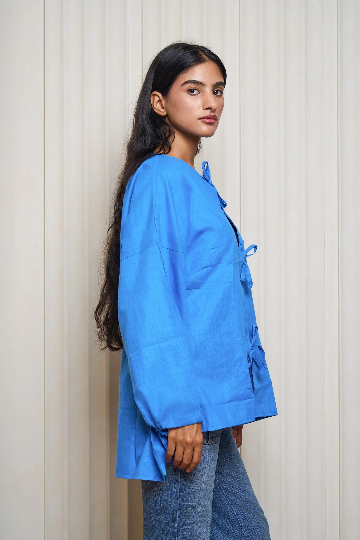 Bow Shirt In In Royal Blue
