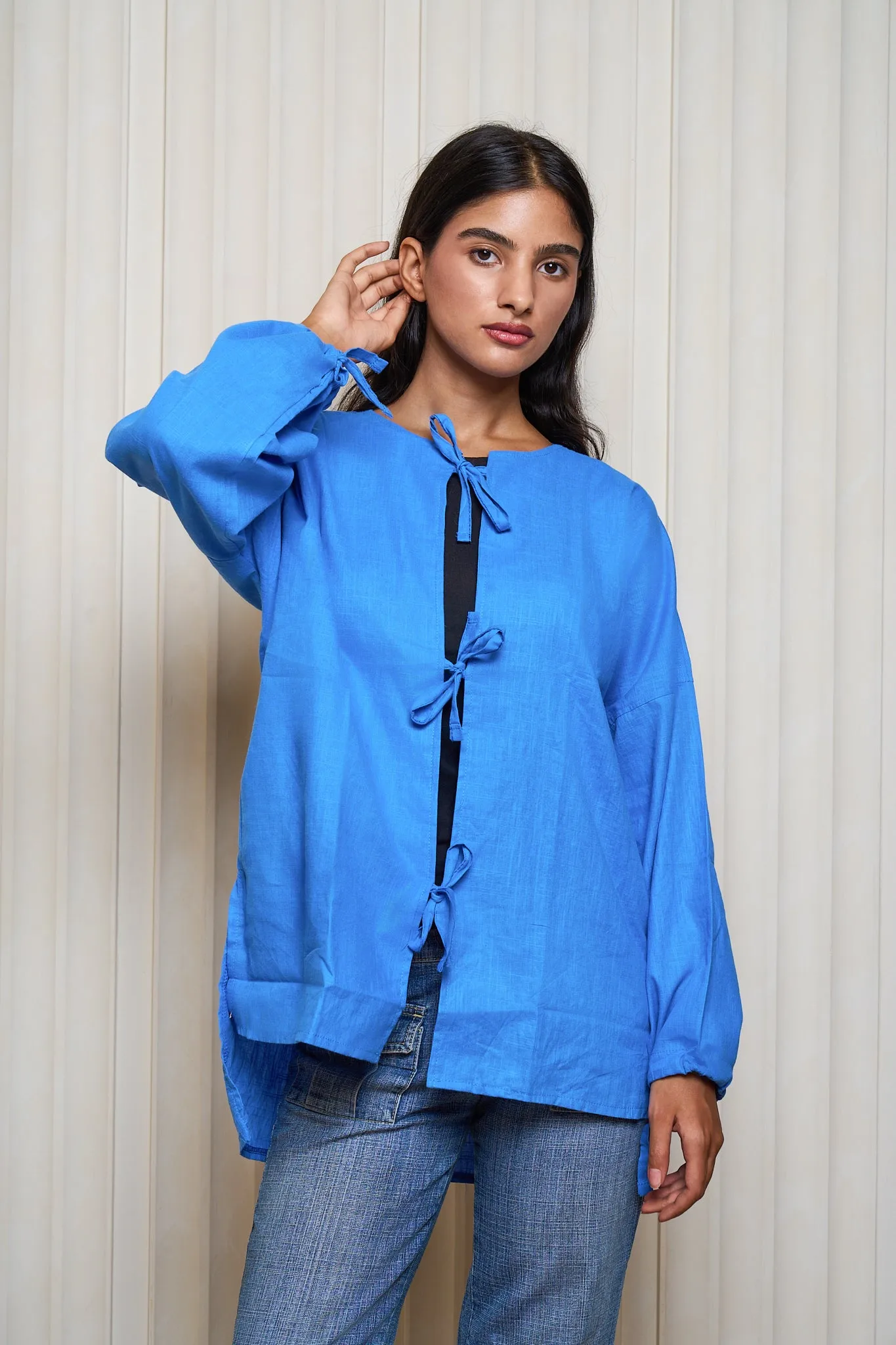 Bow Shirt In In Royal Blue