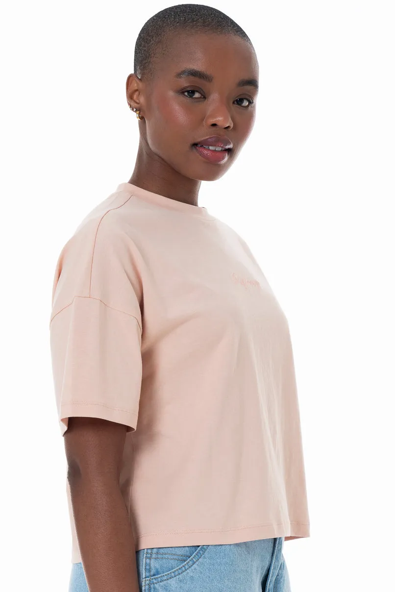 Boxy Branded T-Shirt _ 152282 _ Stone