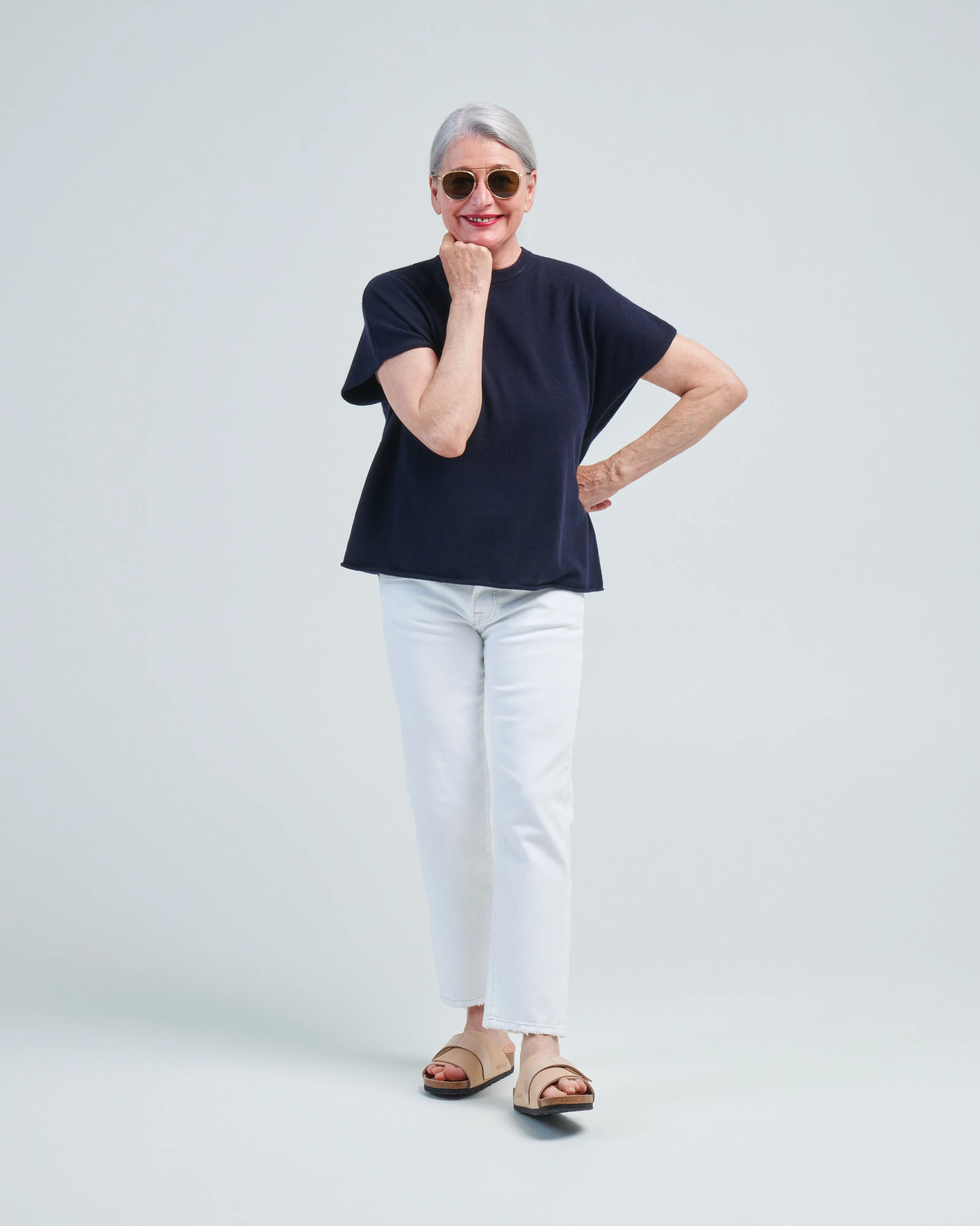 boxy cap sleeve crew