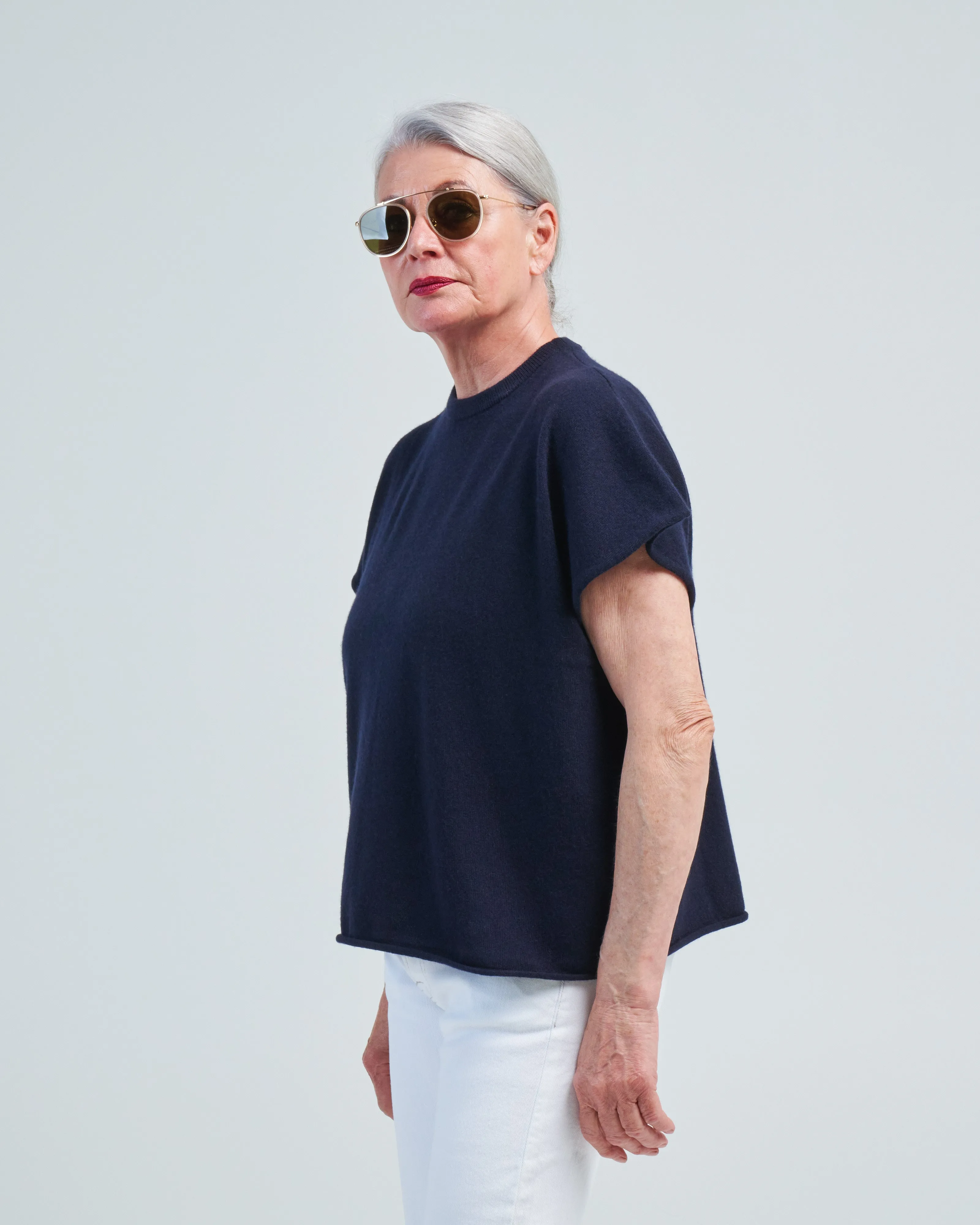 boxy cap sleeve crew