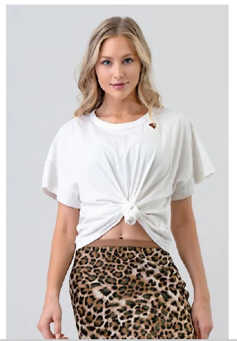Boxy Tee Shirt with heart embroidery, Hashttag