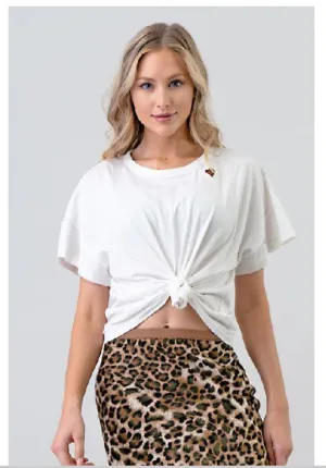Boxy Tee Shirt with heart embroidery, Hashttag