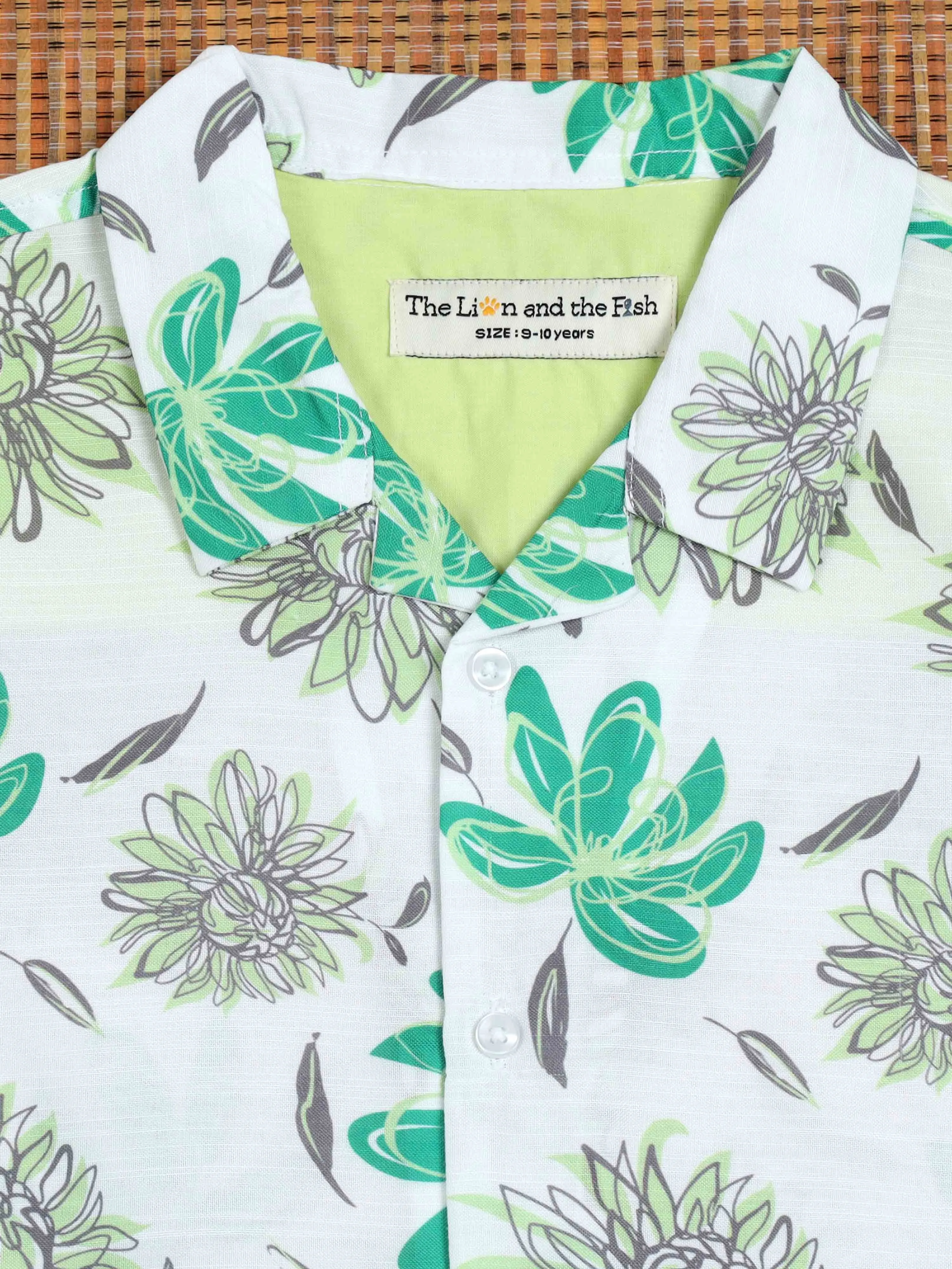 Boys Flower Printed Shirt Pearl White