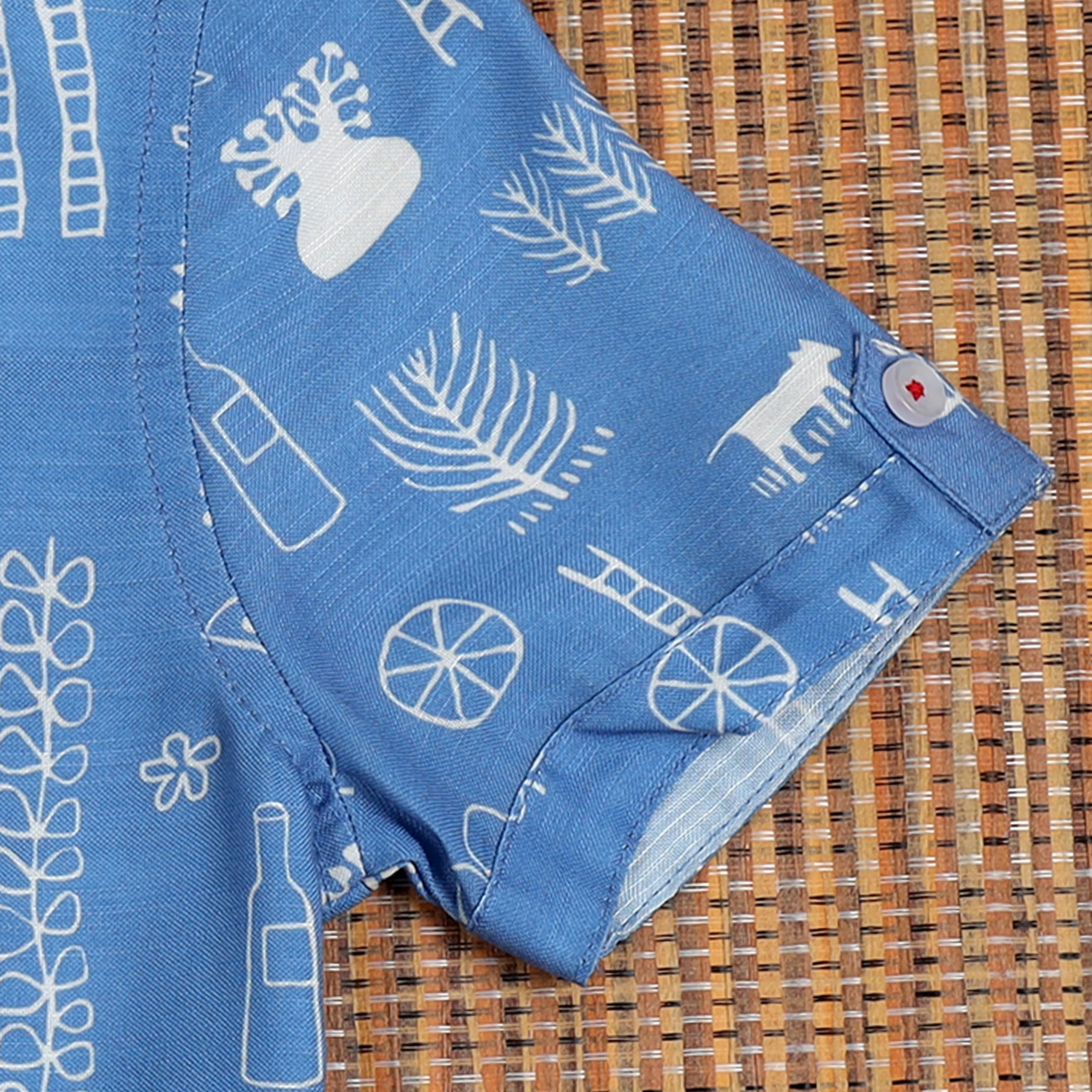 Boys Hawaiian Printed Shirt Cloud Blue