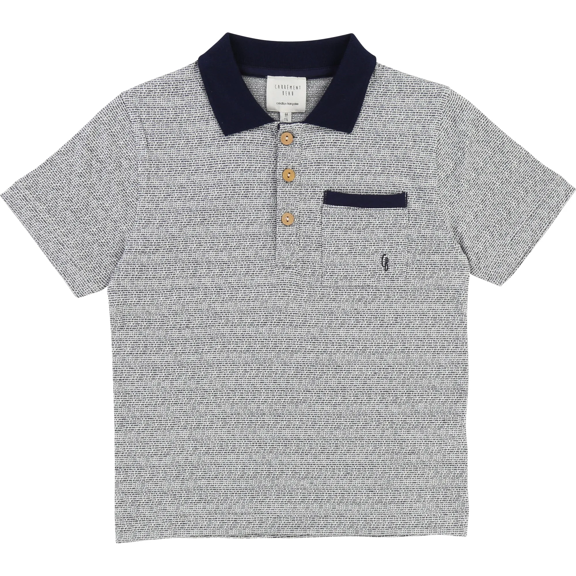 Boys Navy & Grey Polo Shirt