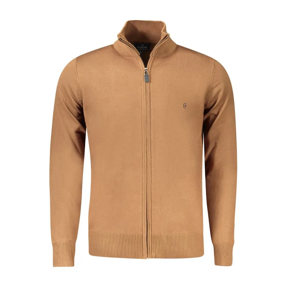 Brown Viscose Men Cardigan