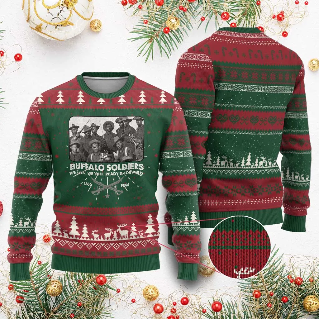Buffalo Soldiers Ugly Christmas Sweater We Can We Will Ready Forward Black History TS09