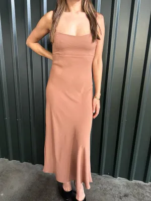 Calypso Solid Backless Midi Dress