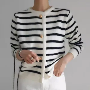 Cardigan automne/hiver à rayures vintage