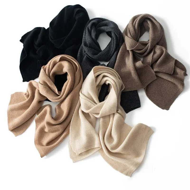 Cashmere Scarf For Couple Ribbed Knit Cashmere Neck Scarf Fall Winter