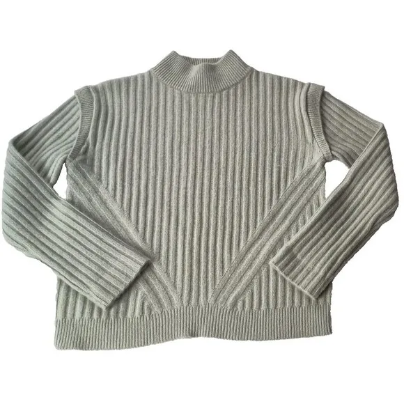 Catherine Malandrino Cashmere Ribbed Mock Neck Pullover Sweater Green Nordstrom
