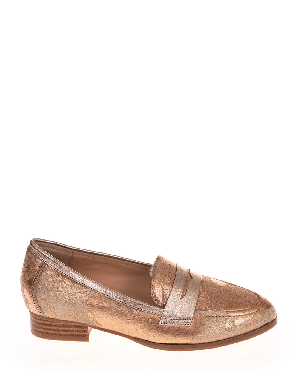 Chrissie Dilly Cow Hide Rose Gold Leather Brogue