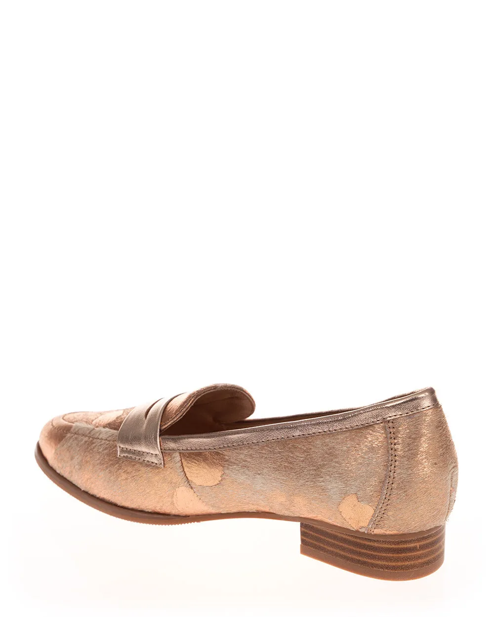 Chrissie Dilly Cow Hide Rose Gold Leather Brogue