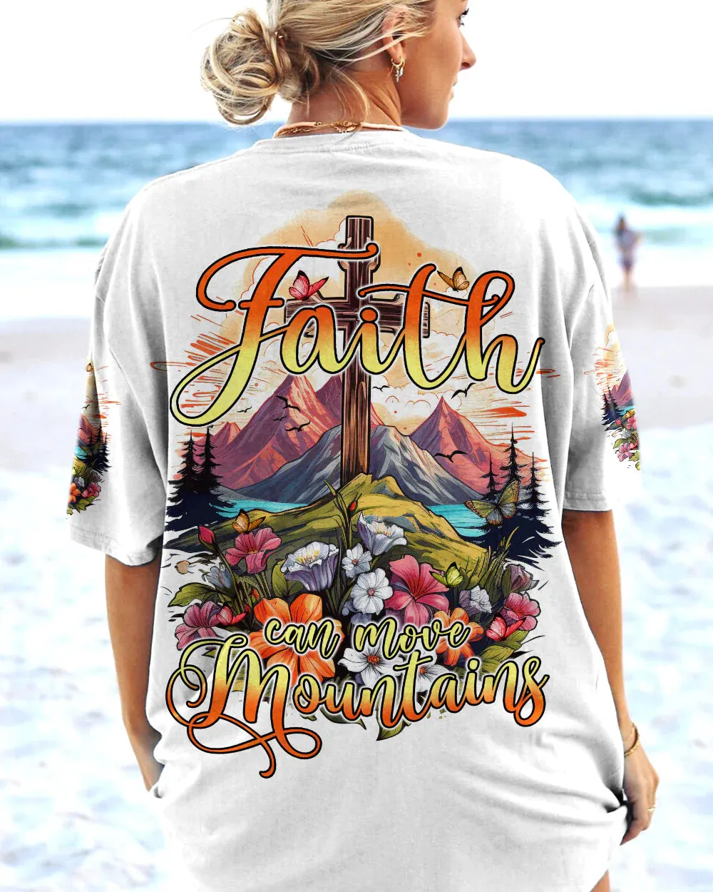 Christianartbag 3D T-Shirt For Women, Faith Can Move Mountains, Christian Shirt, Faithful Fashion, 3D Printed Shirts for Christian Women