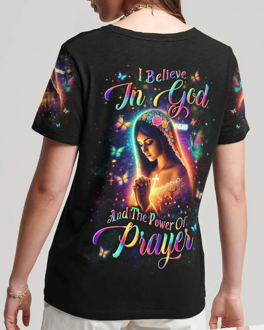Christianartbag 3D T-Shirt For Women, I Believe In God Women's All Over Print Shirt, Christian Shirt, Faithful Fashion, 3D Printed Shirts for Christian Women, CABDS01221223