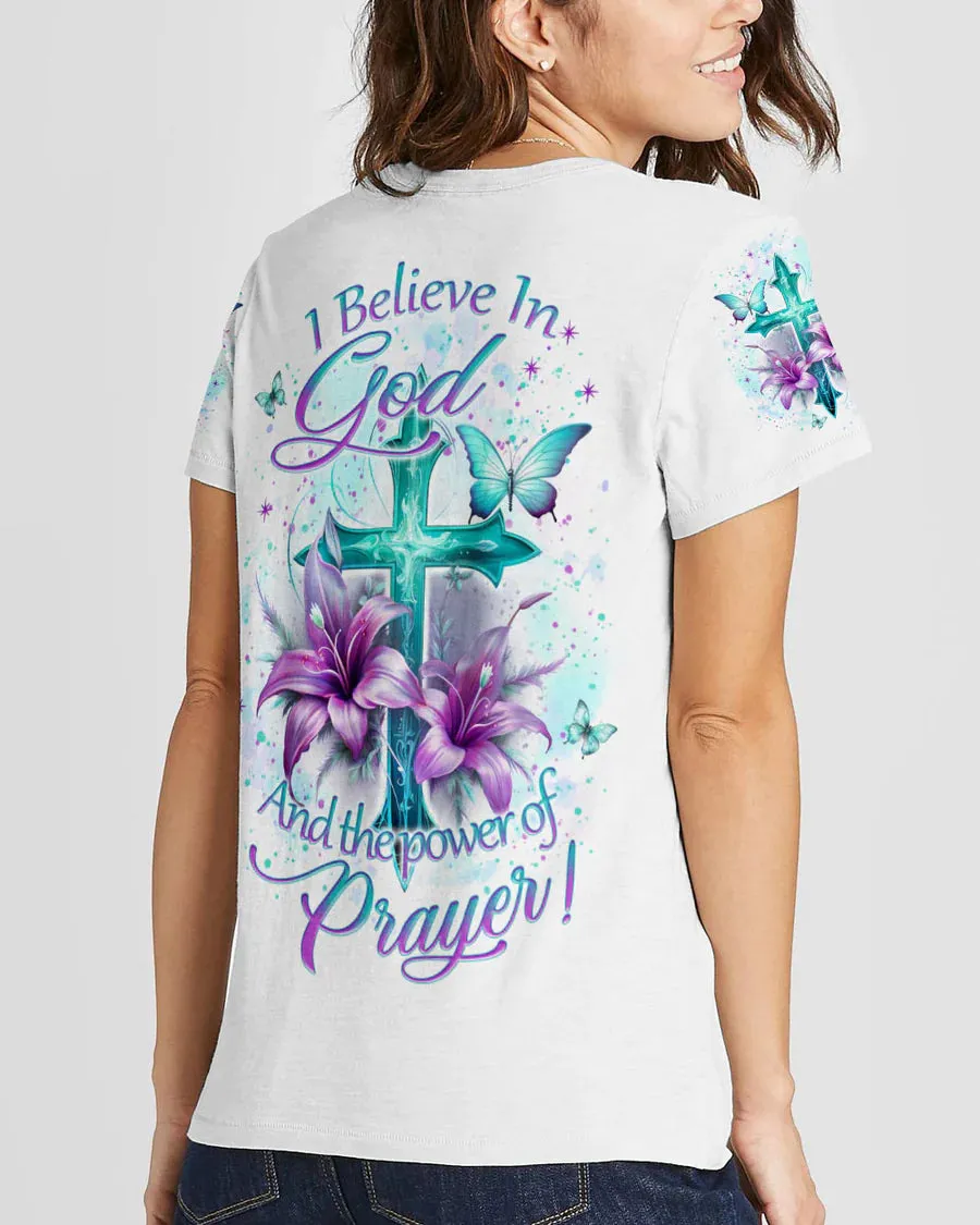 Christianartbag 3D T-Shirt For Women, I Believe In God Women's All Over Print Shirt, Christian Shirt, Faithful Fashion, 3D Printed Shirts for Christian Women, CABDS01261223