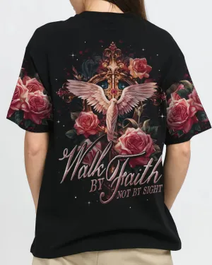Christianartbag 3D T-Shirt For Women, Walk By Faith Not By Sight Women's All Over Print Shirt, Christian Shirt, Faithful Fashion, 3D Printed Shirts for Christian Women