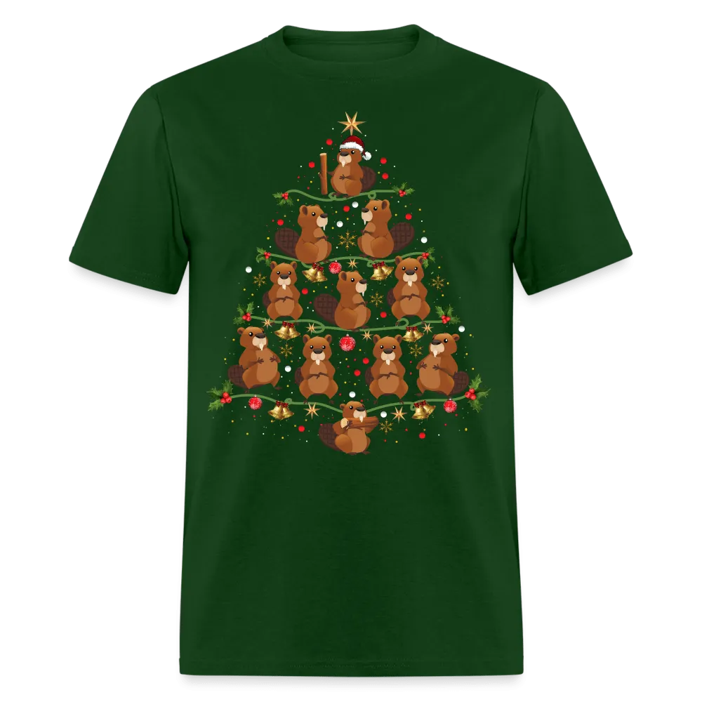 Christmas - Beaver Christmas Tree - Family Shirts Men, Woman Christmas T Shirts