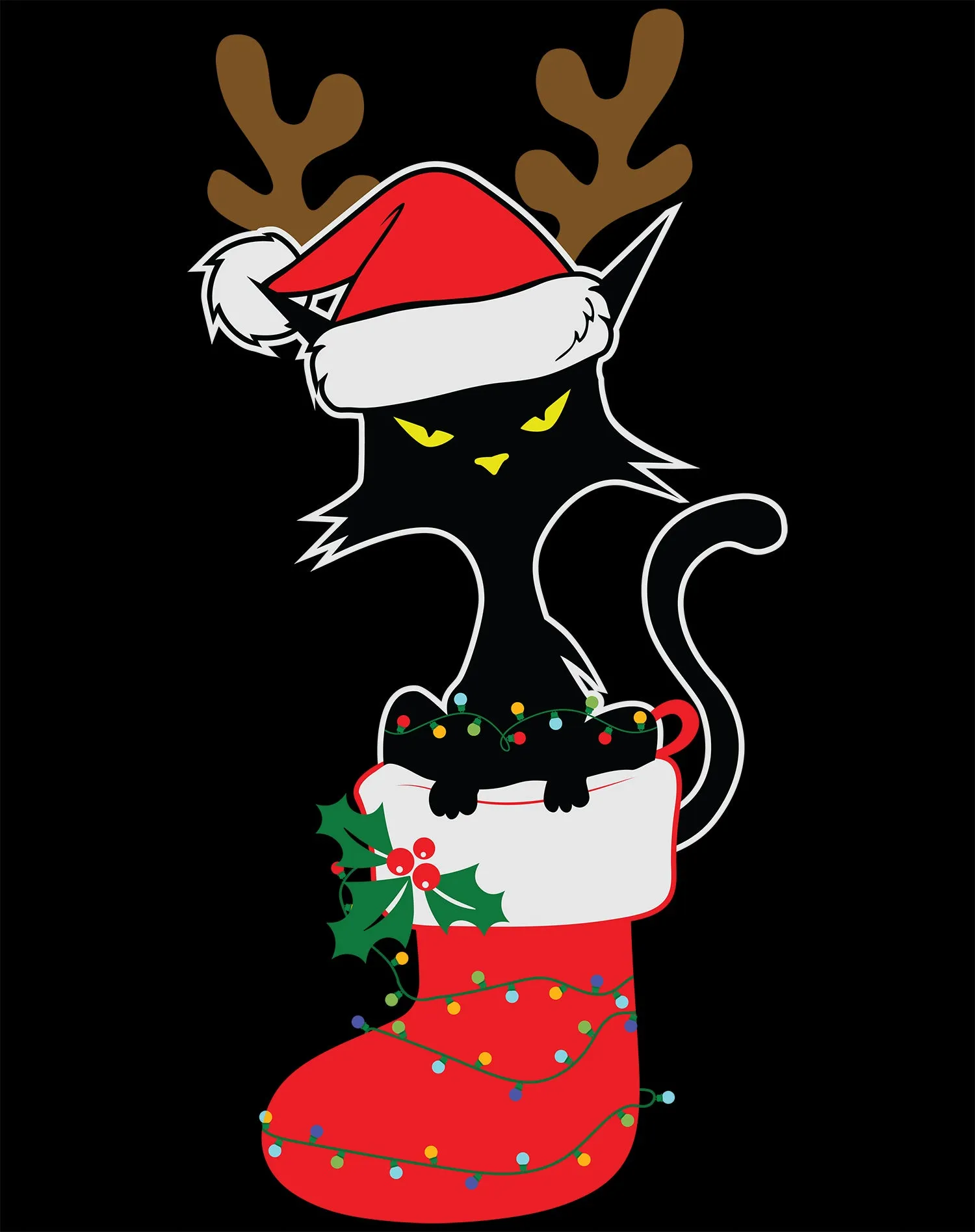 Christmas Cat Lover Santa Hat Stocking Vintage Fun Sweet Lol Kid's T-Shirt