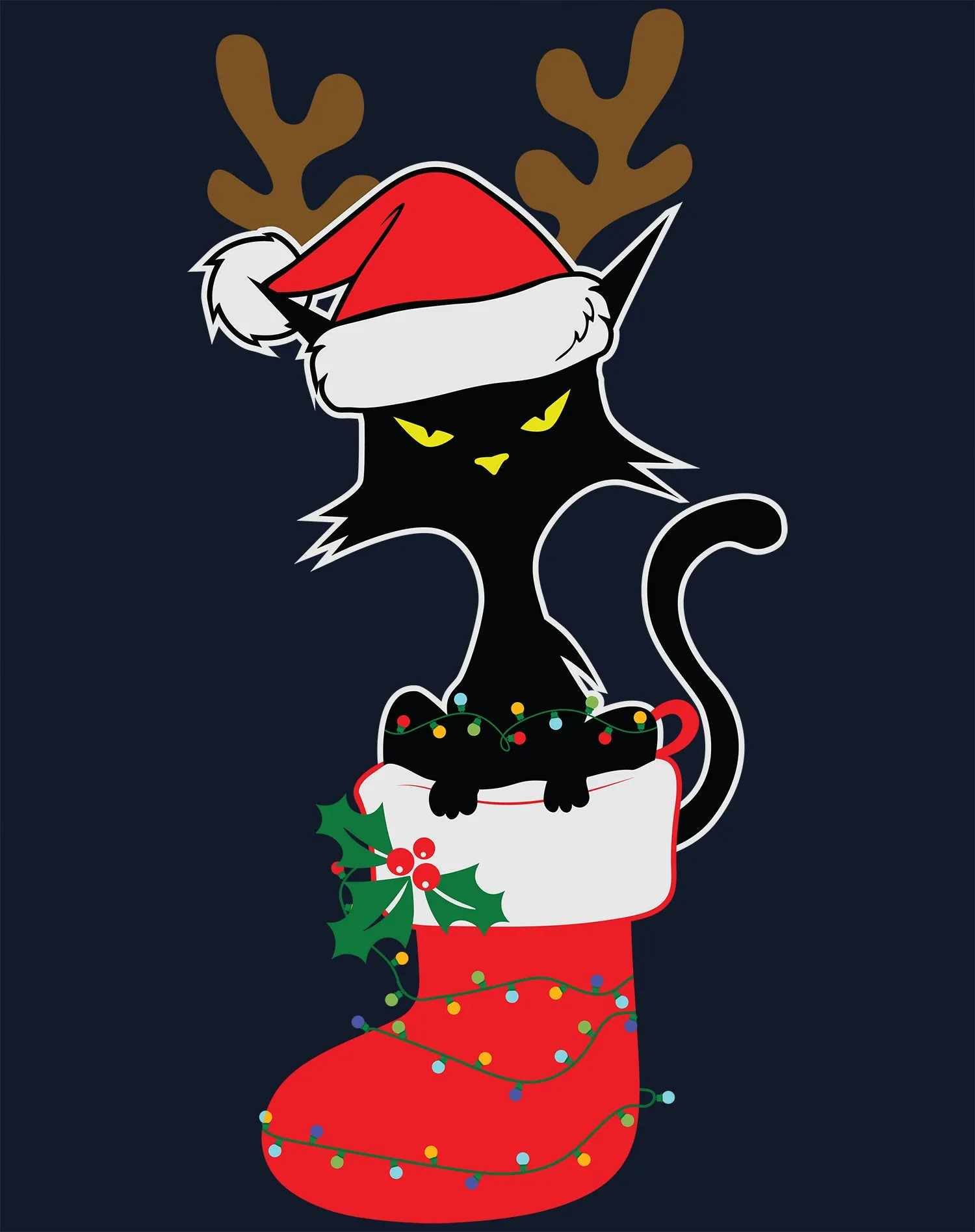 Christmas Cat Lover Santa Hat Stocking Vintage Fun Sweet Lol Kid's T-Shirt