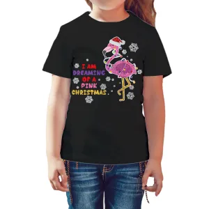 Christmas Flamingo Dreaming Pink Xmas Sparkle Family Cute Kid's T-Shirt