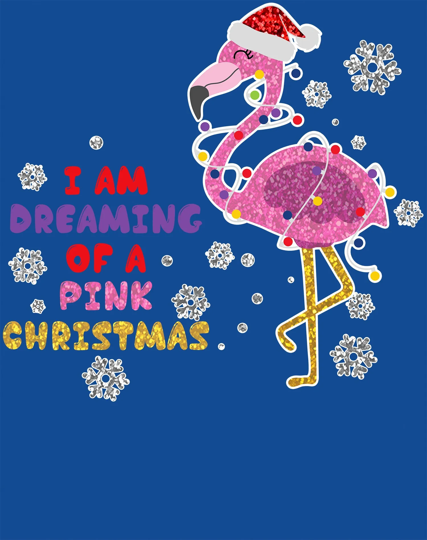 Christmas Flamingo Dreaming Pink Xmas Sparkle Family Cute Kid's T-Shirt