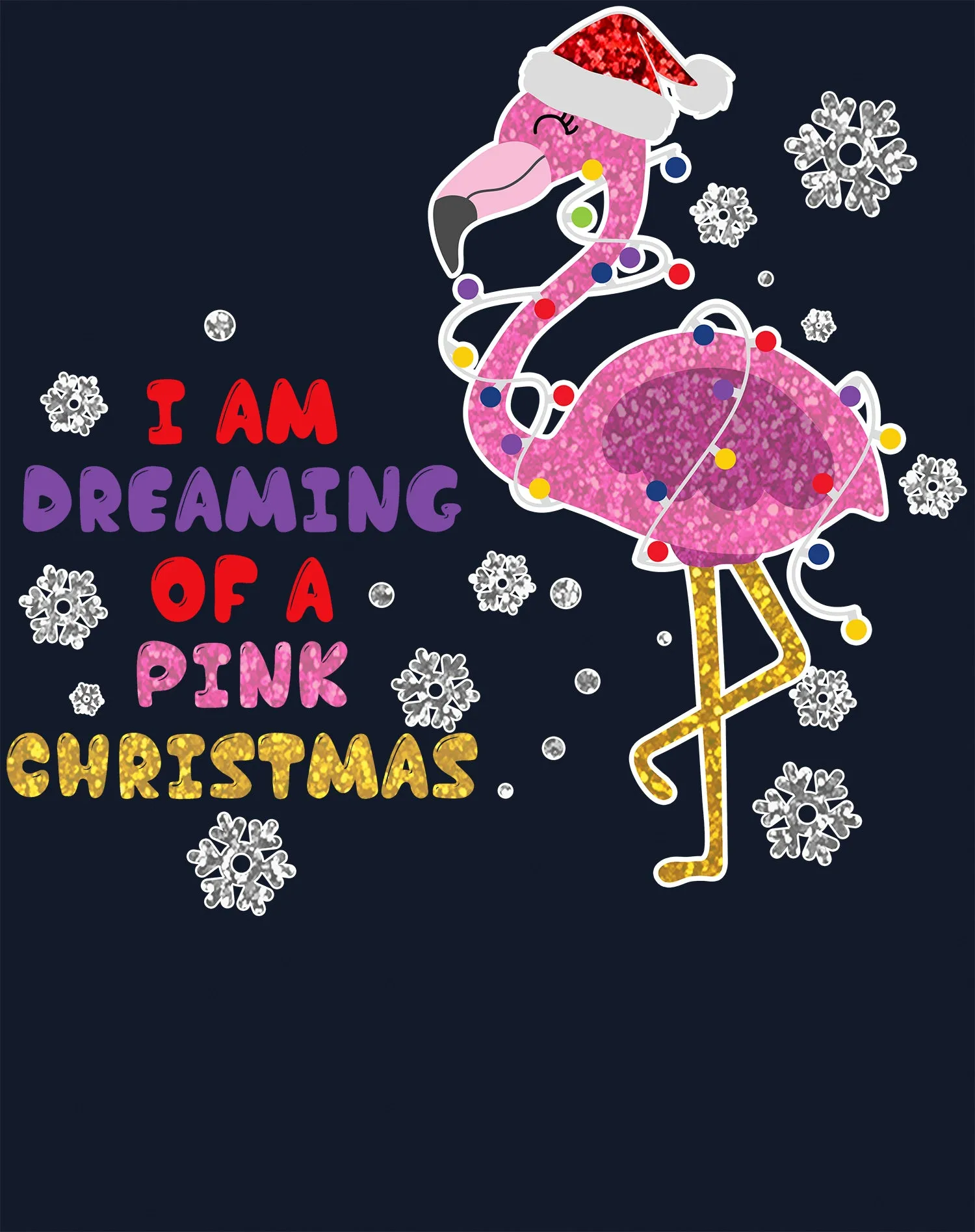 Christmas Flamingo Dreaming Pink Xmas Sparkle Family Cute Kid's T-Shirt