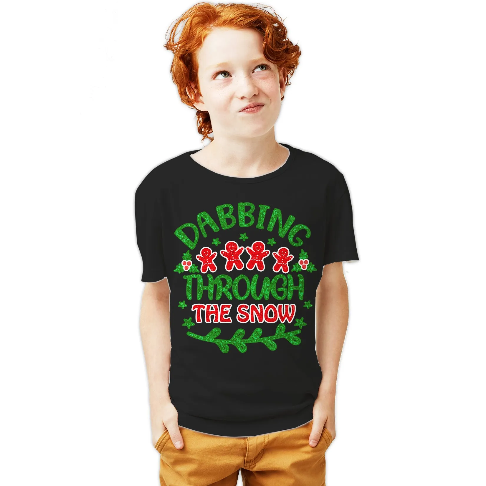 Christmas Meme Dabbing Gingerbread Men Snow Lol Xmas Sparkle Youth T-Shirt