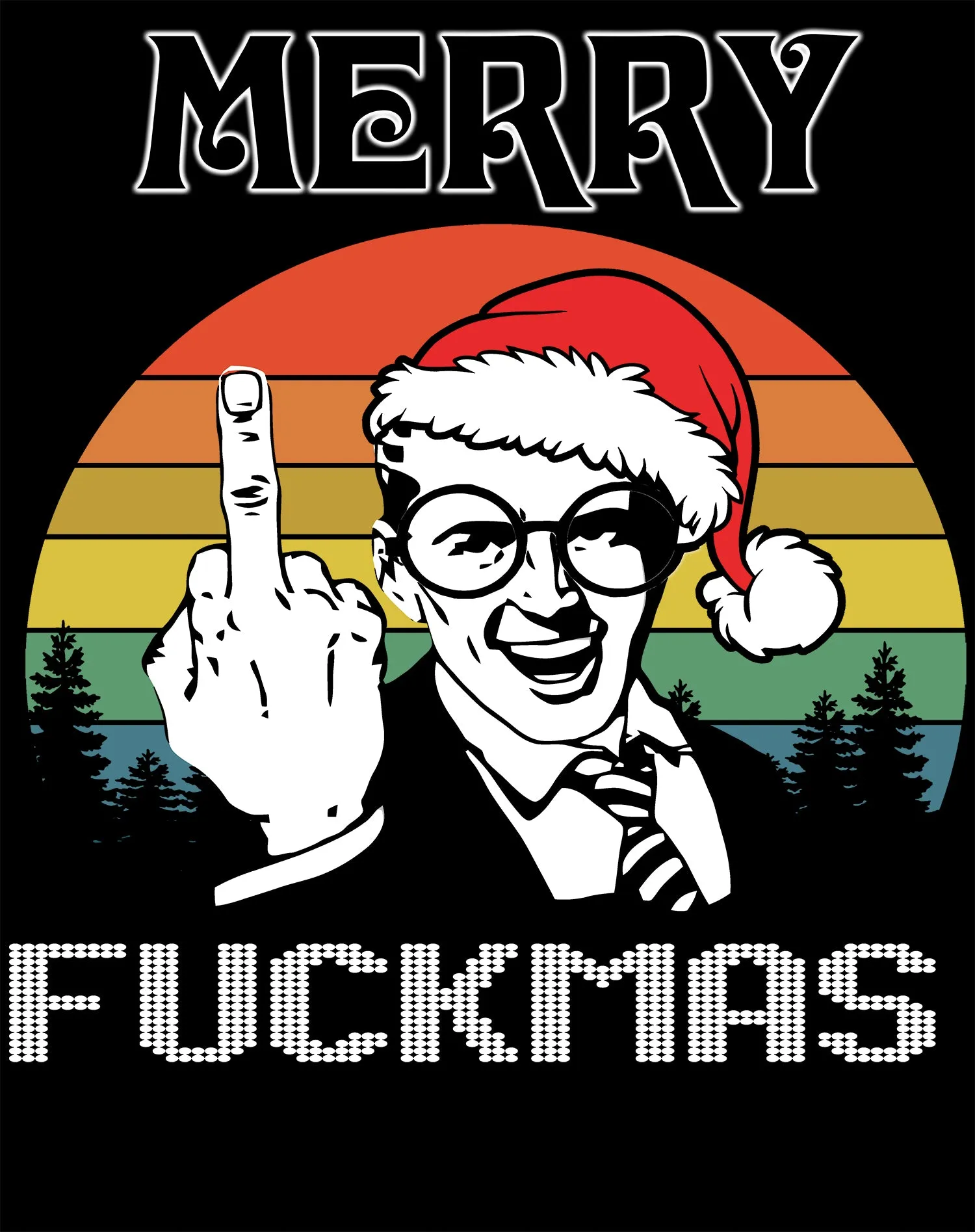 Christmas Merry Fuckmas Finger Anti Xmas Retro Meme Dad Joke Men's T-Shirt