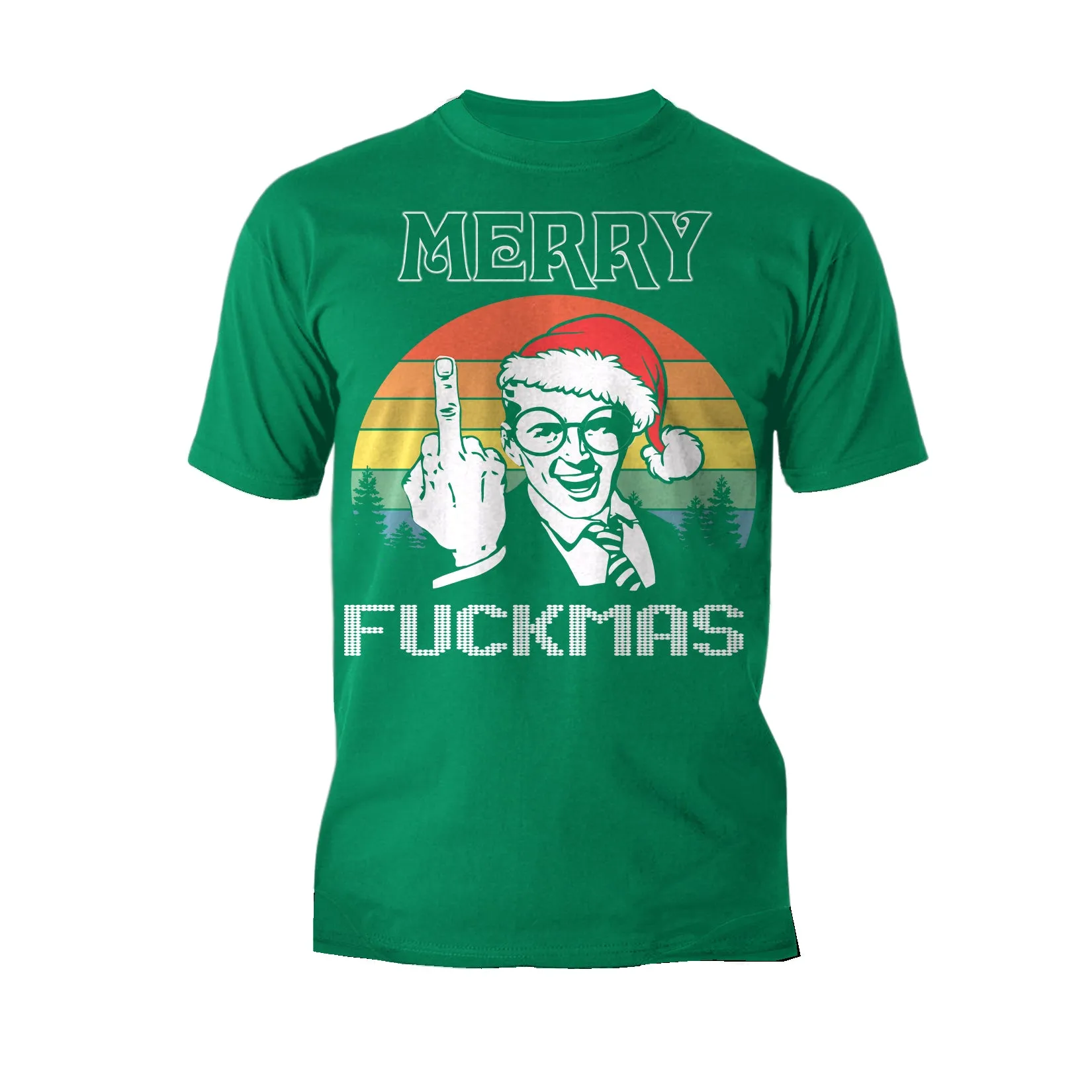 Christmas Merry Fuckmas Finger Anti Xmas Retro Meme Dad Joke Men's T-Shirt