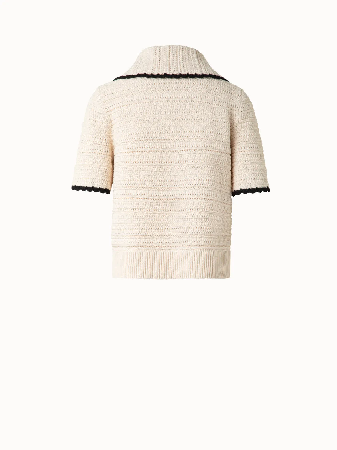 Chunky Cotton Knit Top with Contrast Trim