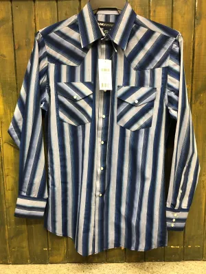 CLI30D01-S-Bl/LtBlu MWG Mens L/S Snap Shirt -  Stripe