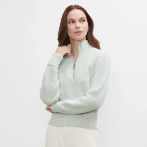 Club Monaco Women’s Mint Green Ribbed quarter zip 1/4 sweater in M