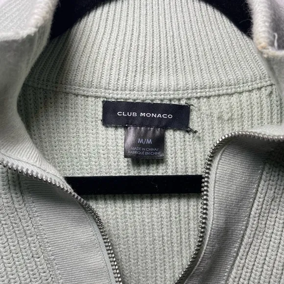 Club Monaco Women’s Mint Green Ribbed quarter zip 1/4 sweater in M
