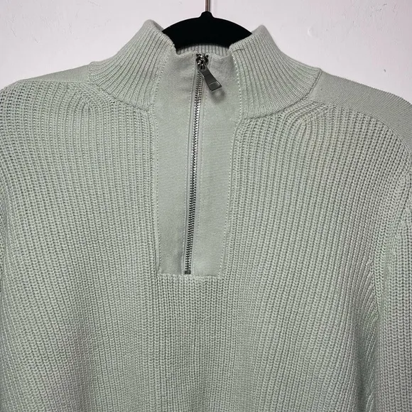 Club Monaco Women’s Mint Green Ribbed quarter zip 1/4 sweater in M