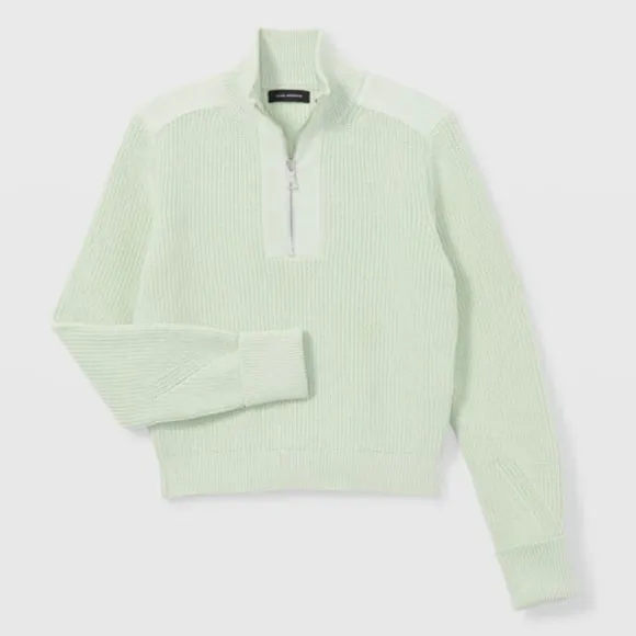 Club Monaco Women’s Mint Green Ribbed quarter zip 1/4 sweater in M